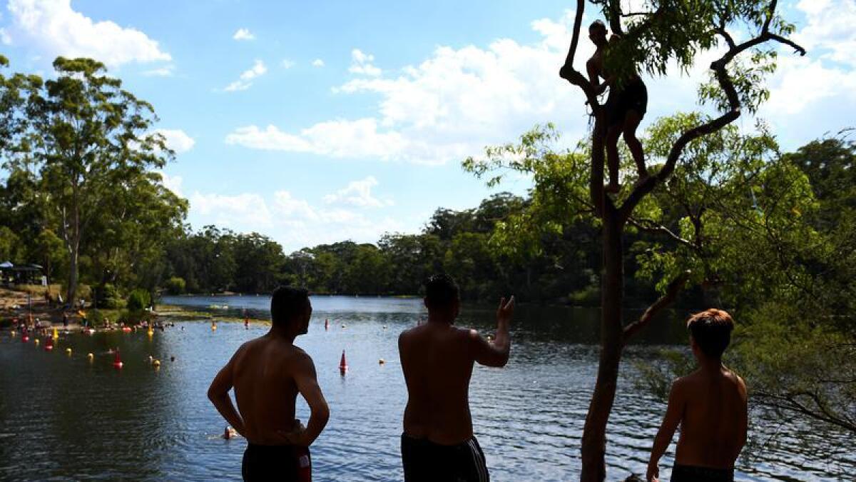 People swimming at Lake Parramatta in Sydney.
