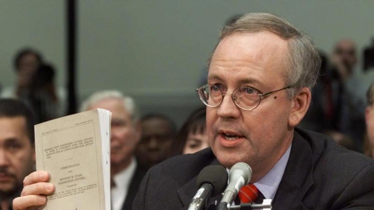 US prosecutor Ken Starr, who has died at the age of 76.