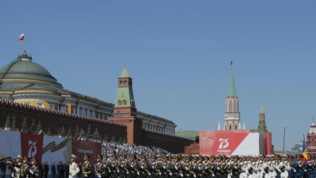 A file photo of Chinese soldiers marching in Moscow