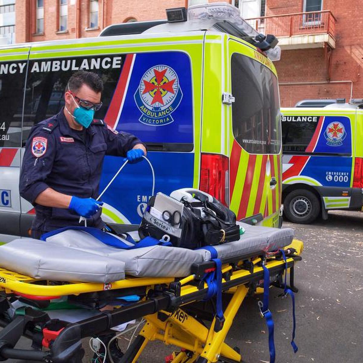 A paramedic outside St. Vincent's Hospital in Melbourne