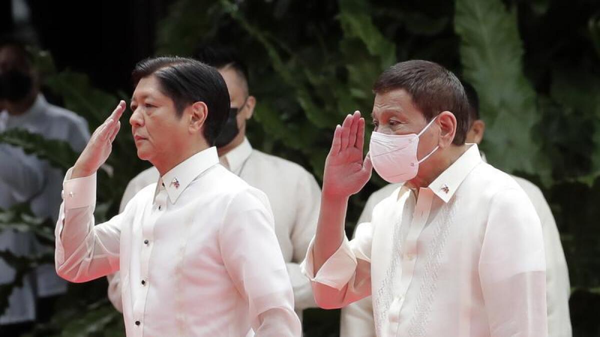 Incoming Philippine President Ferdinand Marcos Jr and Rodrigo Duterte