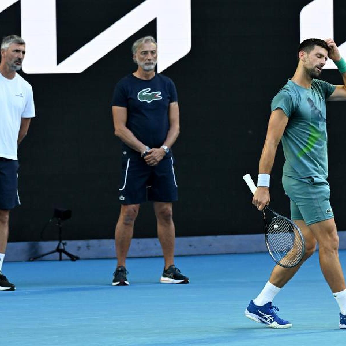 (from left) Goran Ivanisevic, Marco Panichi and Novak Djokovic.