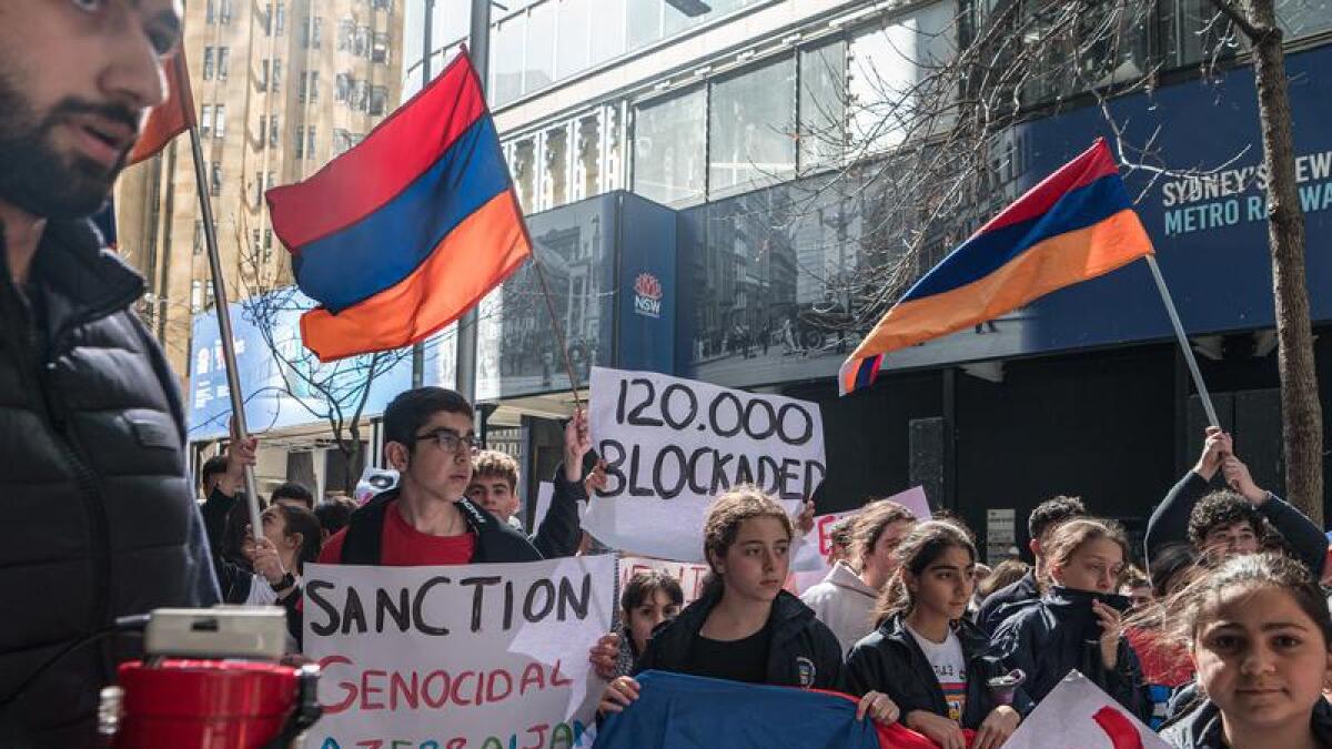 Armenian diaspora in Sydney protest the Artsakh blockade.