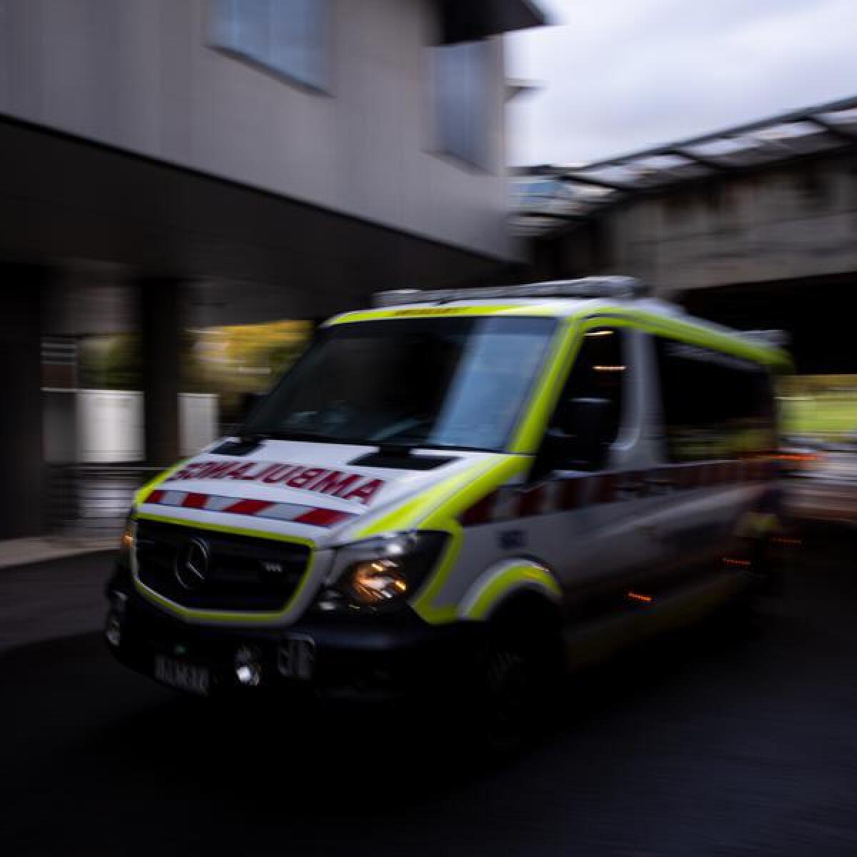 An ambulance in motion.