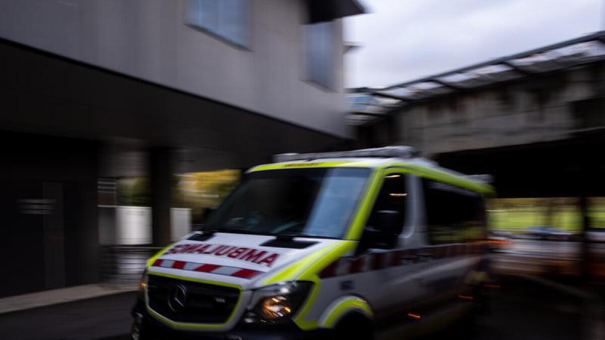 An ambulance in motion.
