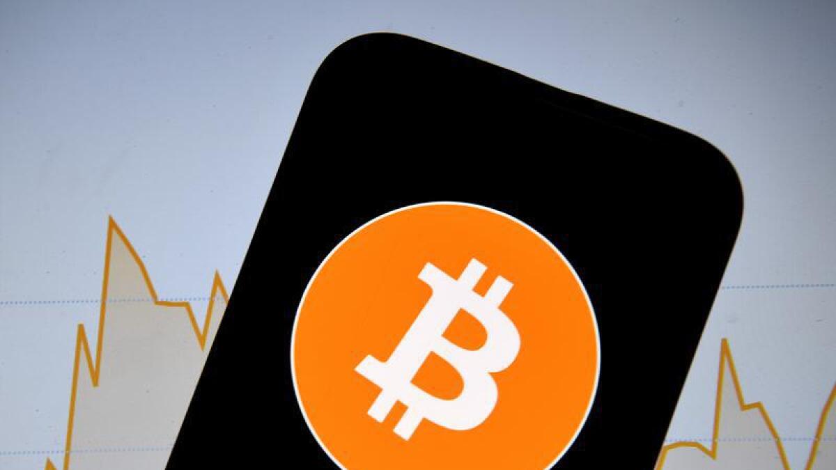 A Bitcoin logo seen on a smartphone (file image)