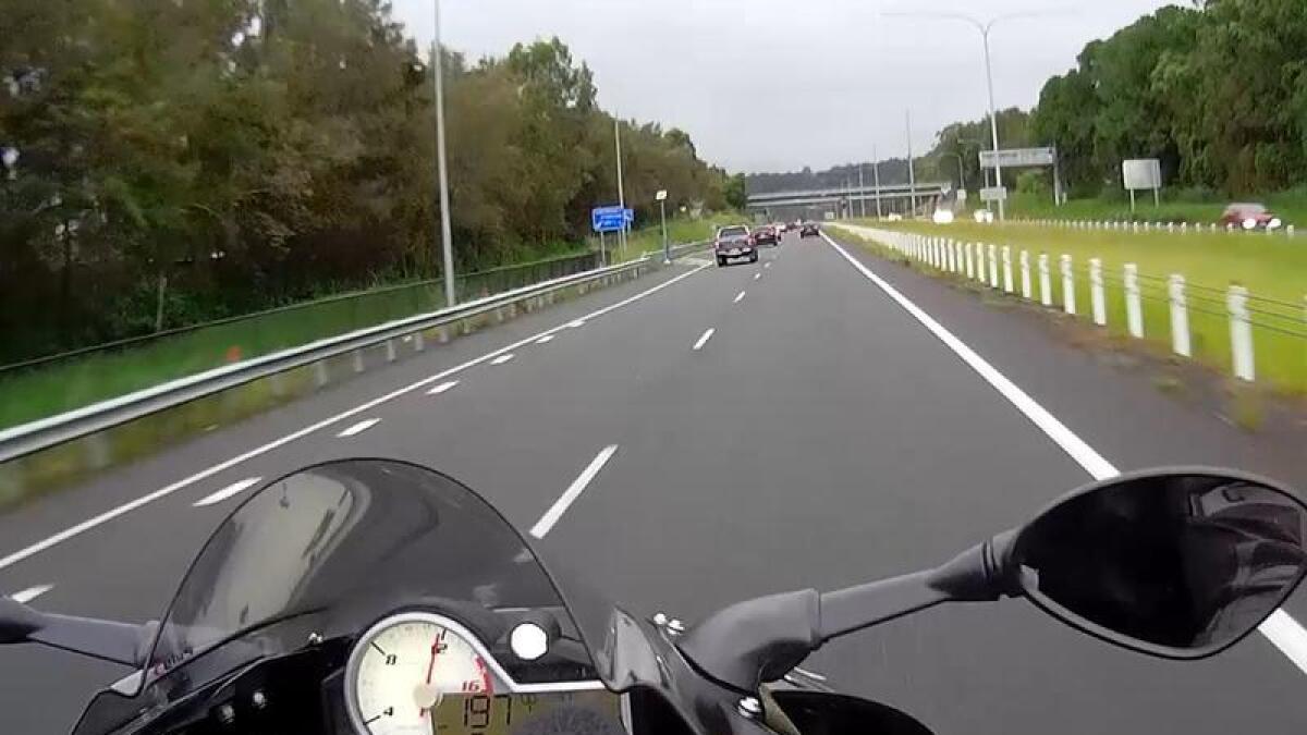 Footage from a fined motorcyclist's helmet (file image)
