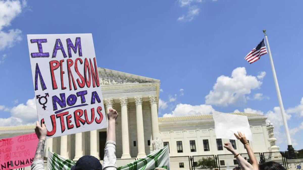 Protesters outside the US Supreme Court in Washington, DC