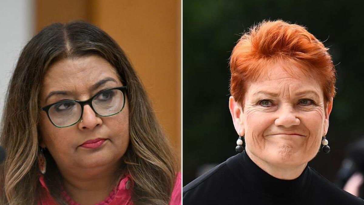 Senator Mehreen Faruqi and Senator Pauline Hanson (file images)