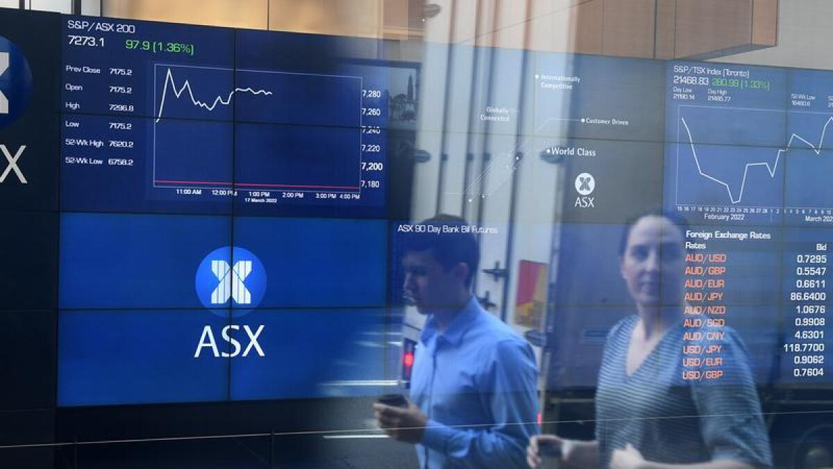 Indicator boards outside the Australian Securities Exchange.