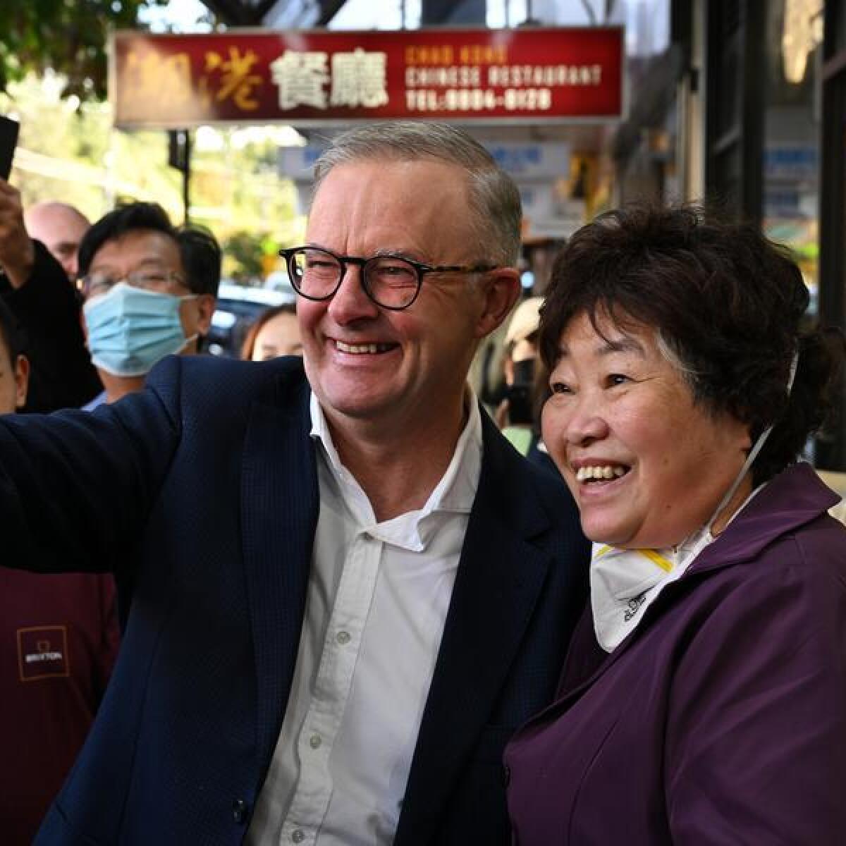Prime Minister Anthony Albanese during a street walk in Sydney.