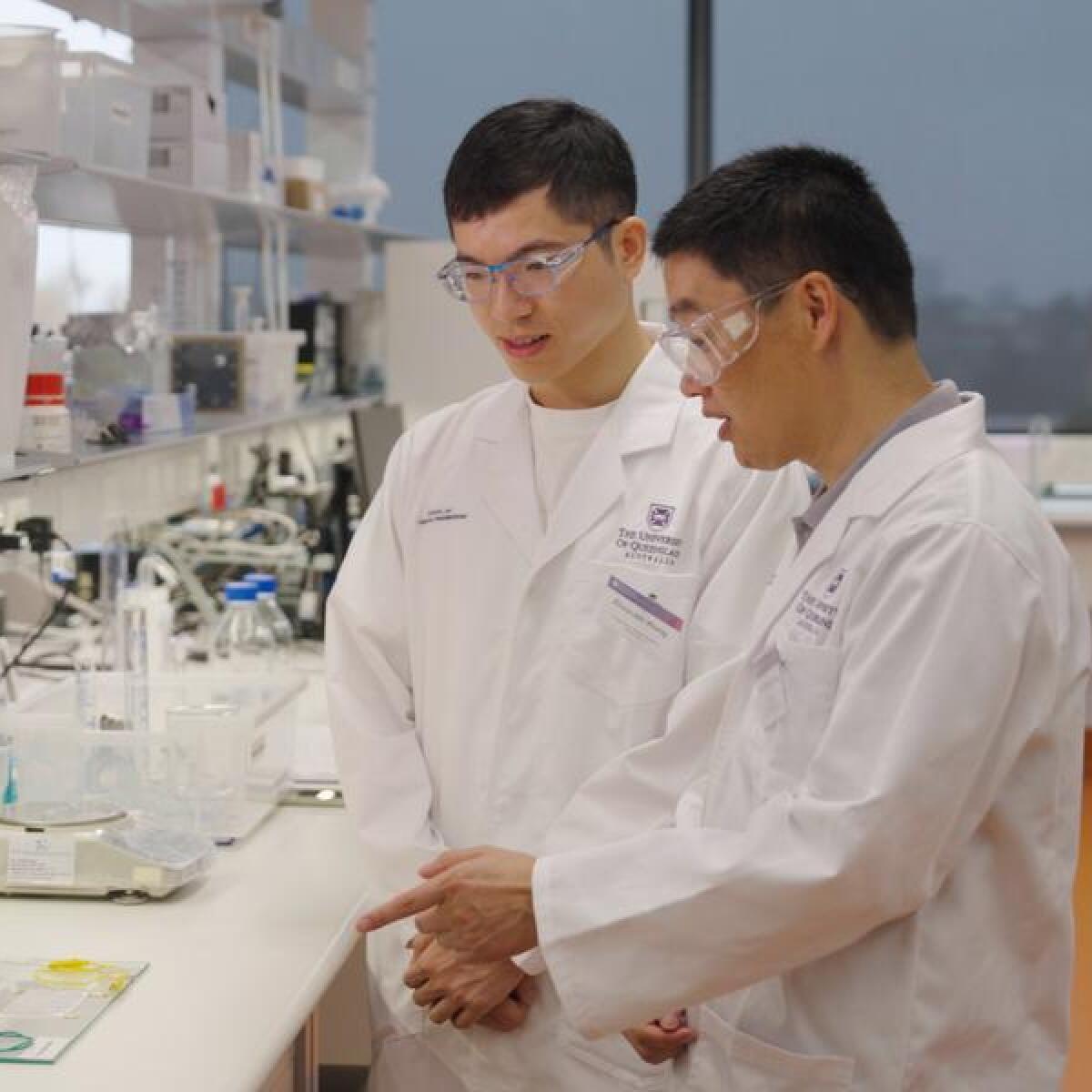 Dr Zhuyuan Wang and Professor Xiang Zhang with their nanogenerator
