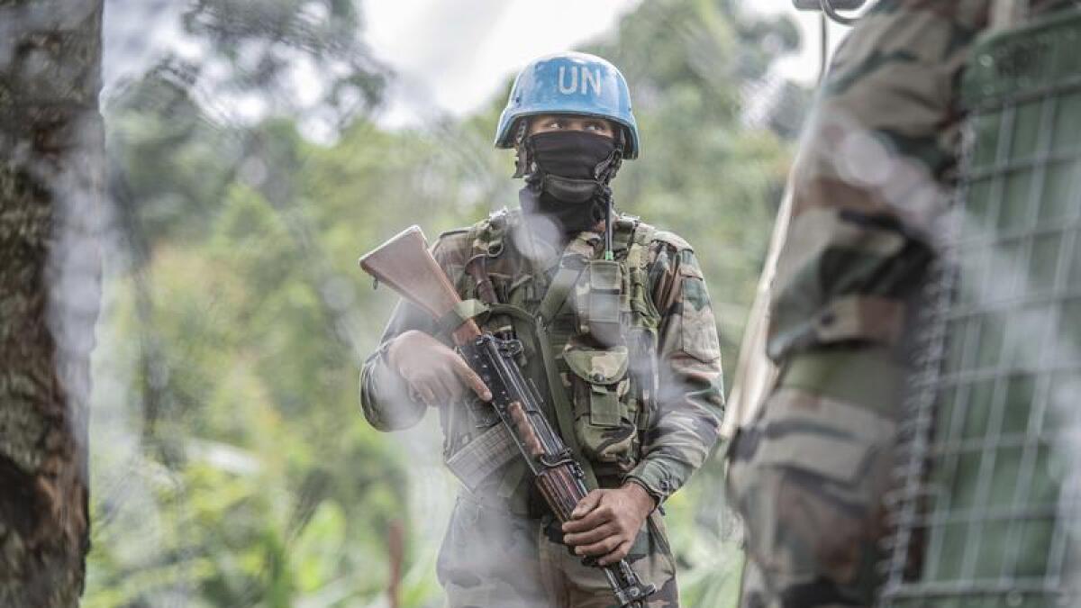 MONUSCO blue helmet deployed near Kibumba in DR Congo