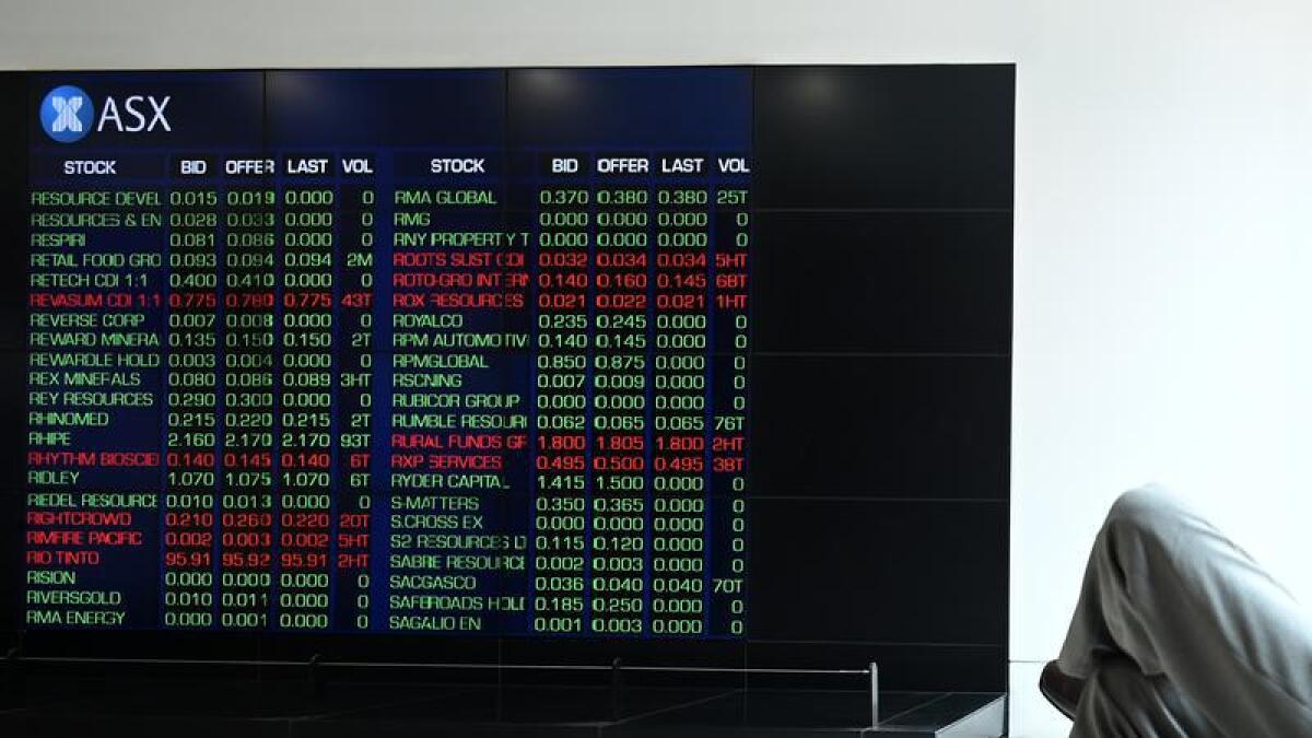 An indicator board at the ASX in Sydney