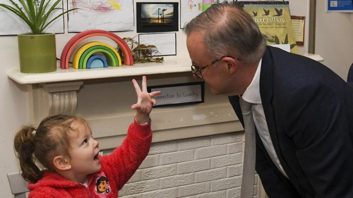 Anthony Albanese at a childcare centre in Sydney