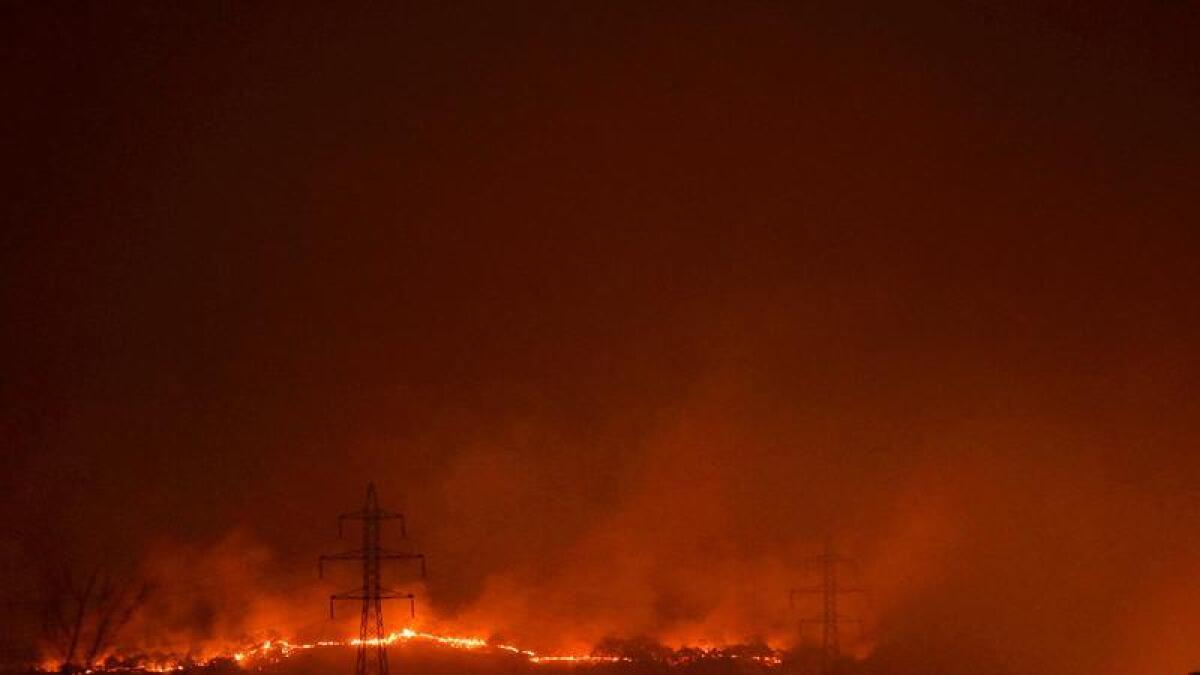 A fire near Alexandroupolis, northern Greece