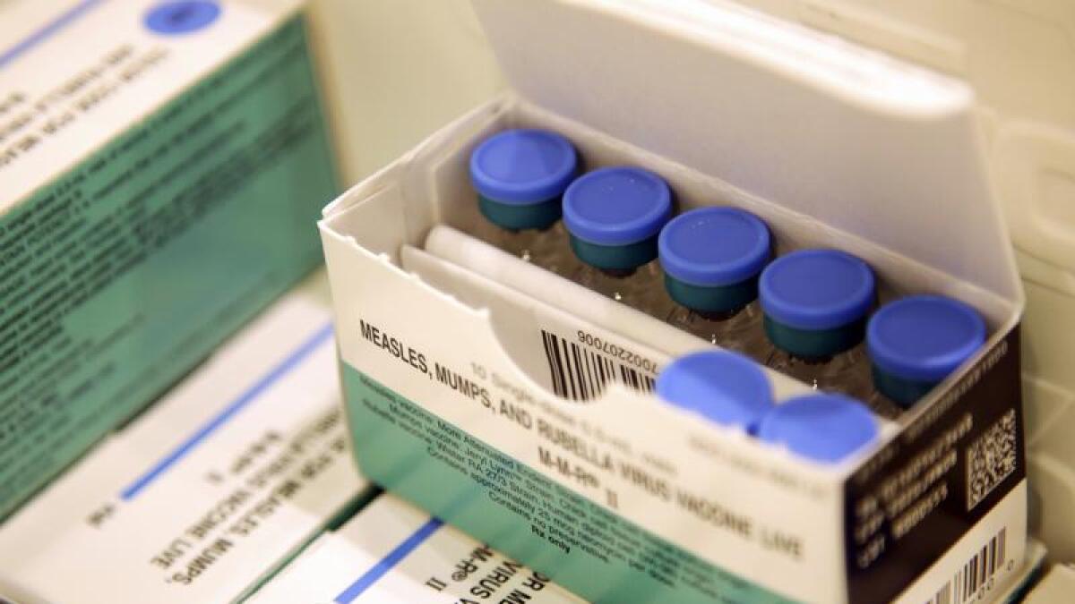 Vials of measles, mumps and rubella vaccine