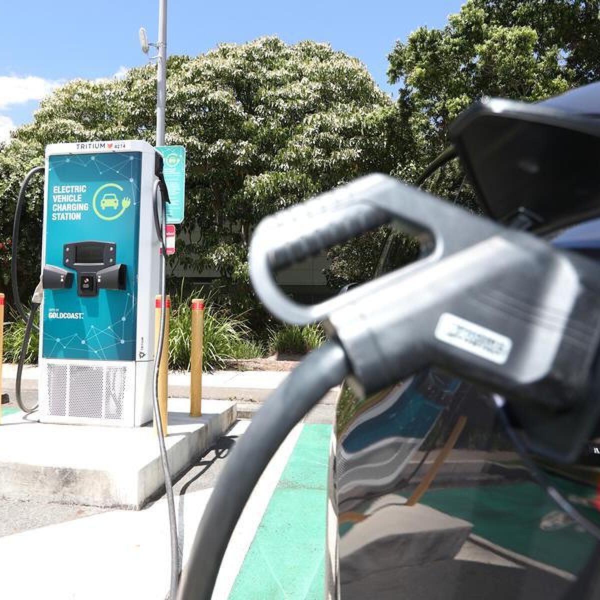 An electric vehicle charging station at Bundall on the Gold Coast