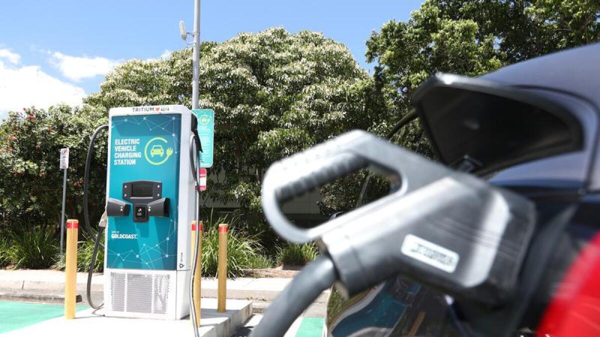 An electric vehicle charging station at Bundall on the Gold Coast