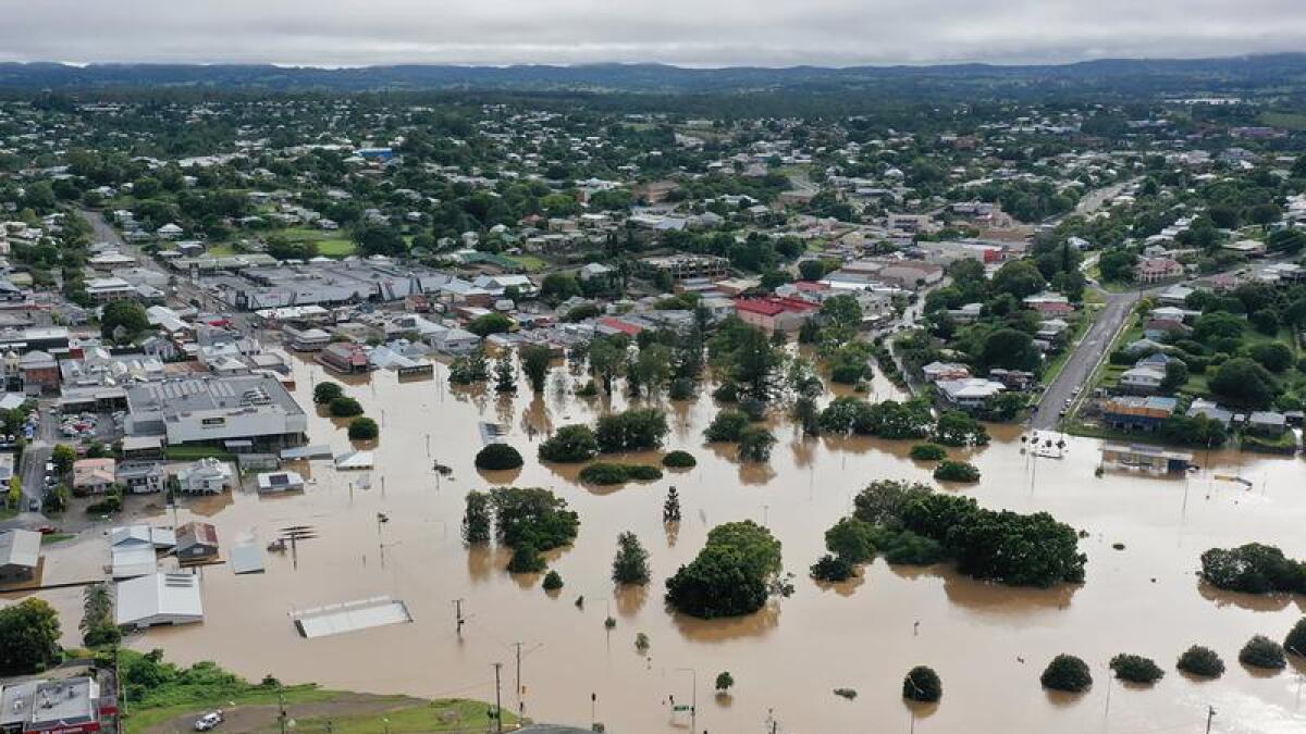 An aerial view of flooding in Gympie in Queensland.