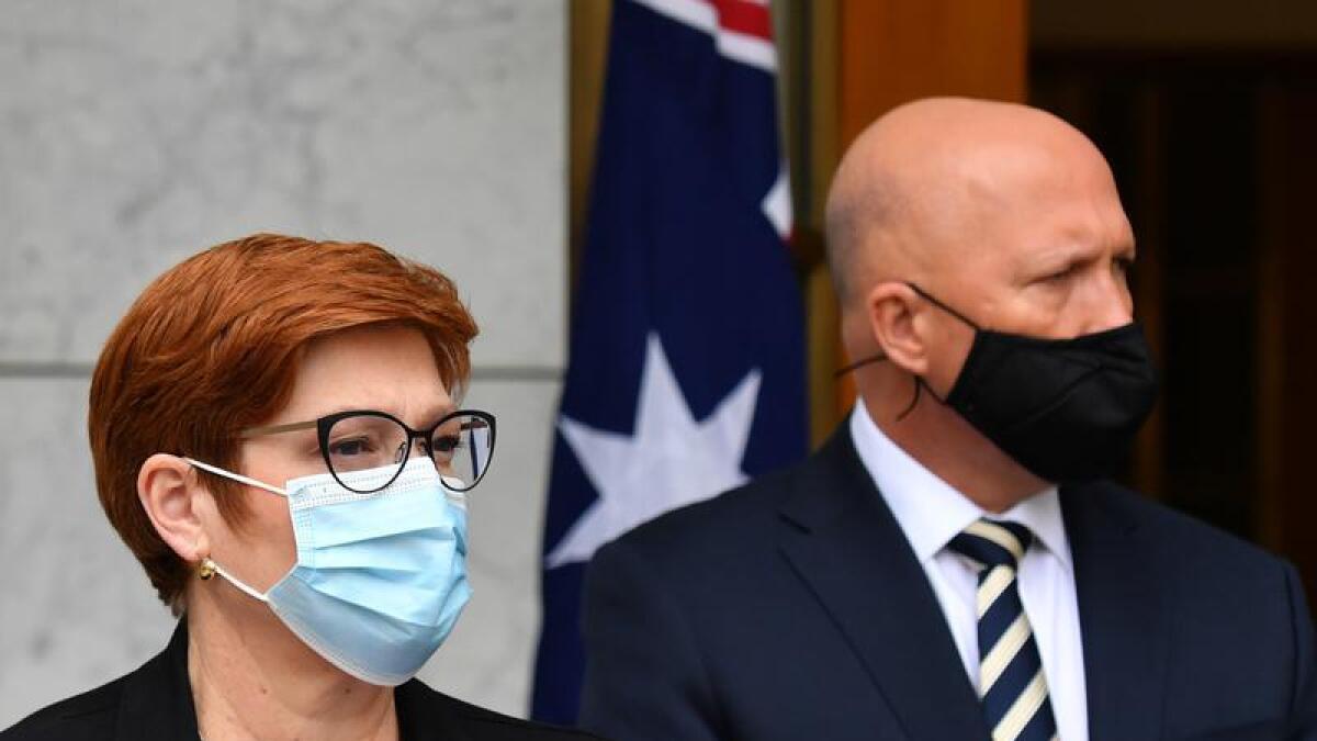 Foreign Affairs Marise Payne and Defence Minister Peter Dutton.