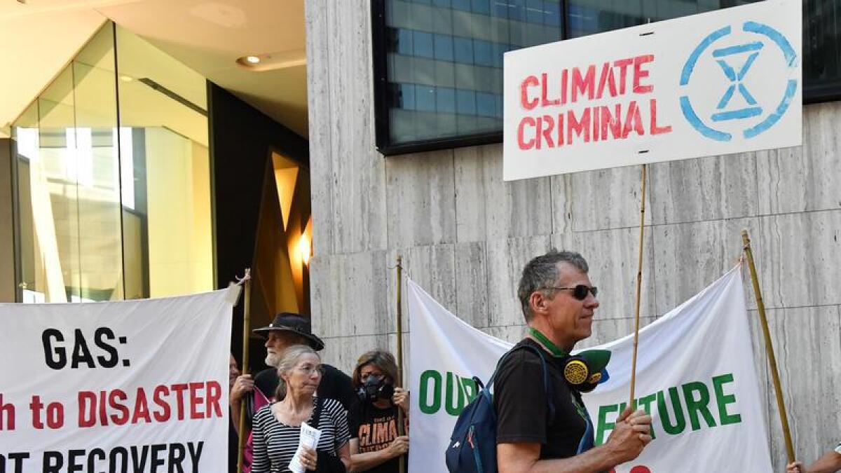 Protesters outside the offices of Arrow Energy in Brisbane.