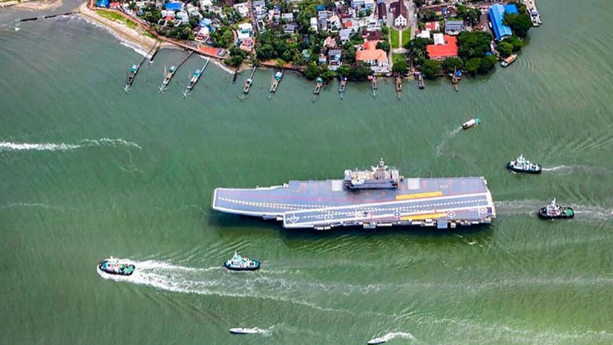 India's first home-built aircraft carrier, INS Vikrant.