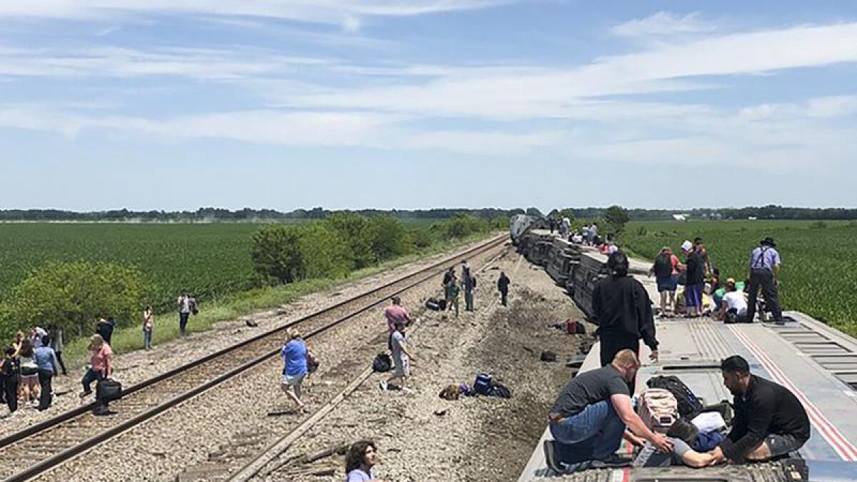 An Amtrak train train derailed near Mendon, Missouri