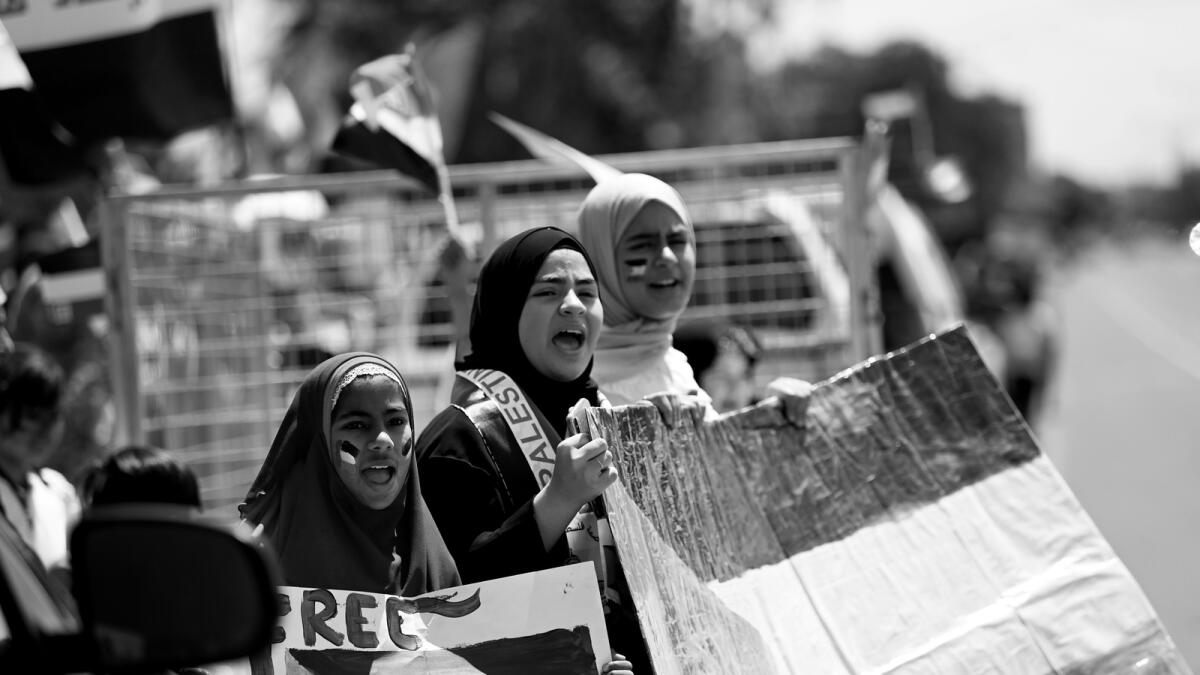 Children protesting the violence against Palestinians in Gaza at Victoria Park Lake.