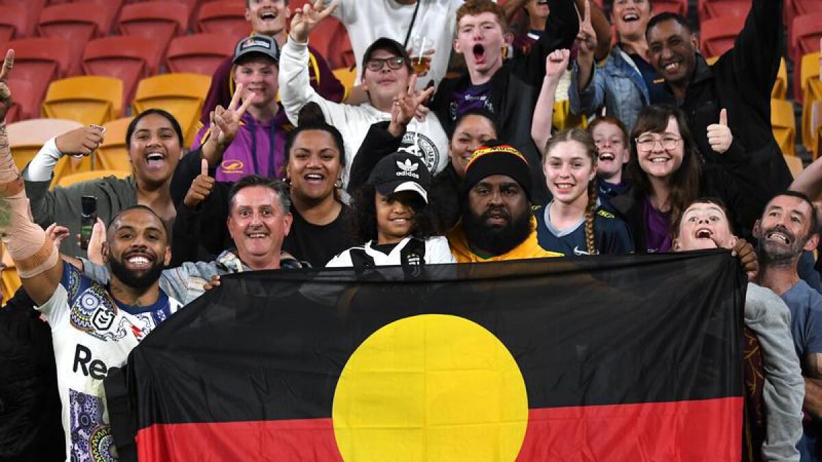 An Aboriginal flag at a Melbourne Storm match (file image)