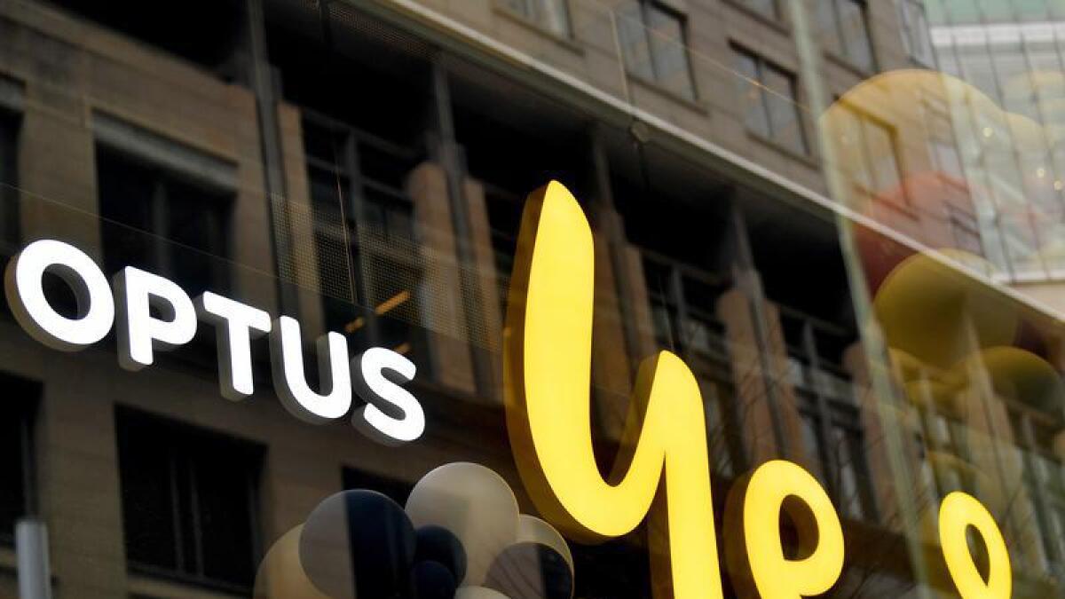 Signage at an Optus store in Sydney.