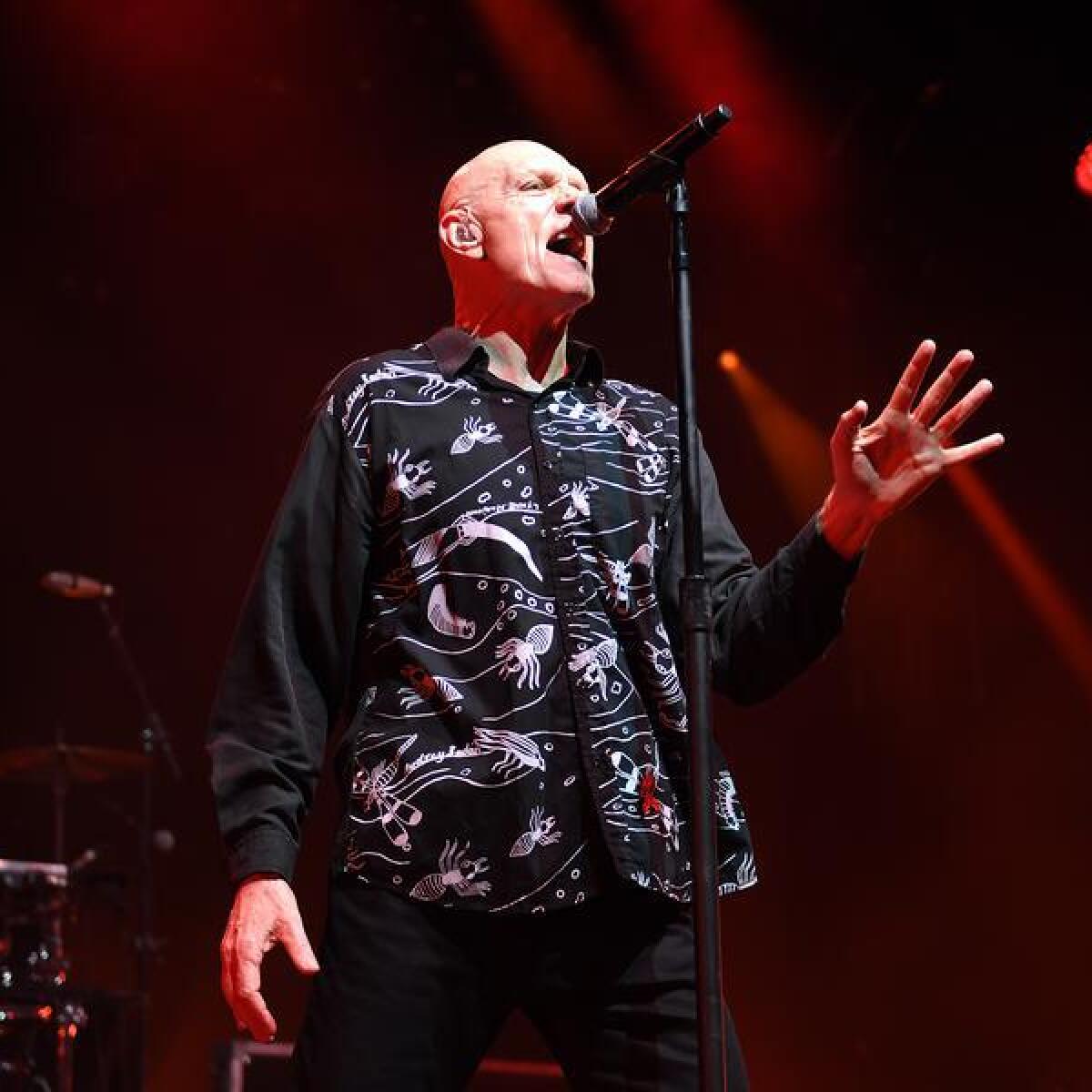 Singer Peter Garrett performs with his band Midnight Oil.