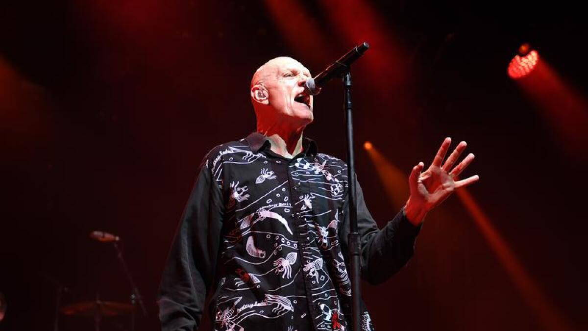 Singer Peter Garrett performs with his band Midnight Oil.