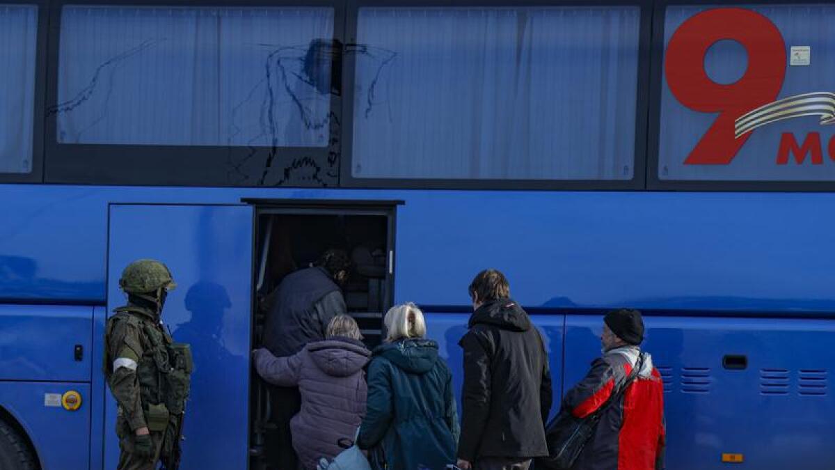 Women and children evacuated from Mariupol