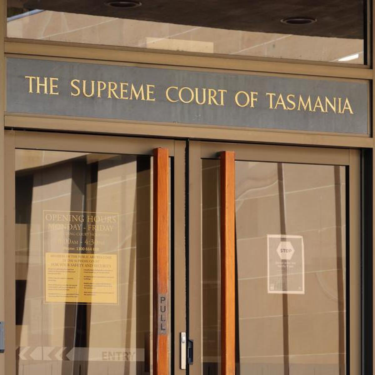 Supreme Court of Tasmania signage (file image)