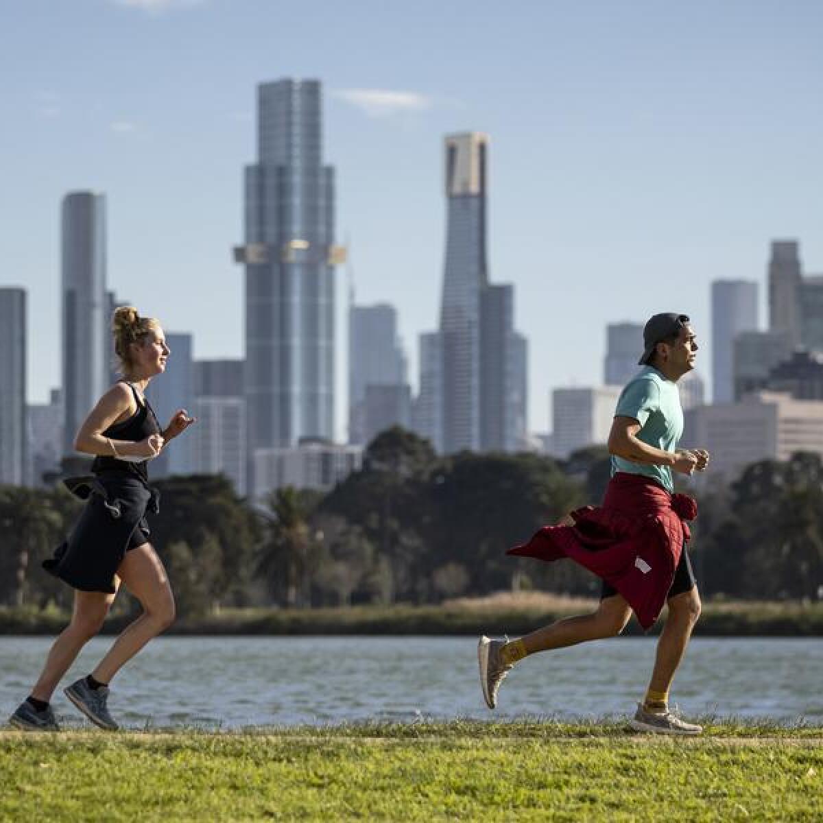 Joggers exercising in Melbourne (file image)