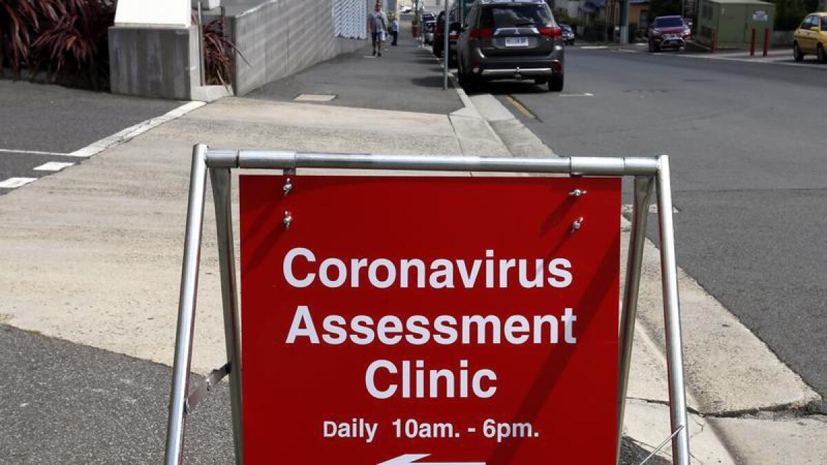 A COVID-19 clinic sign near Launceston General Hospital