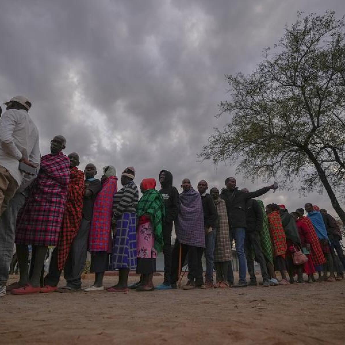 People line up to vote in Kajiado County, Nairobi, Kenya