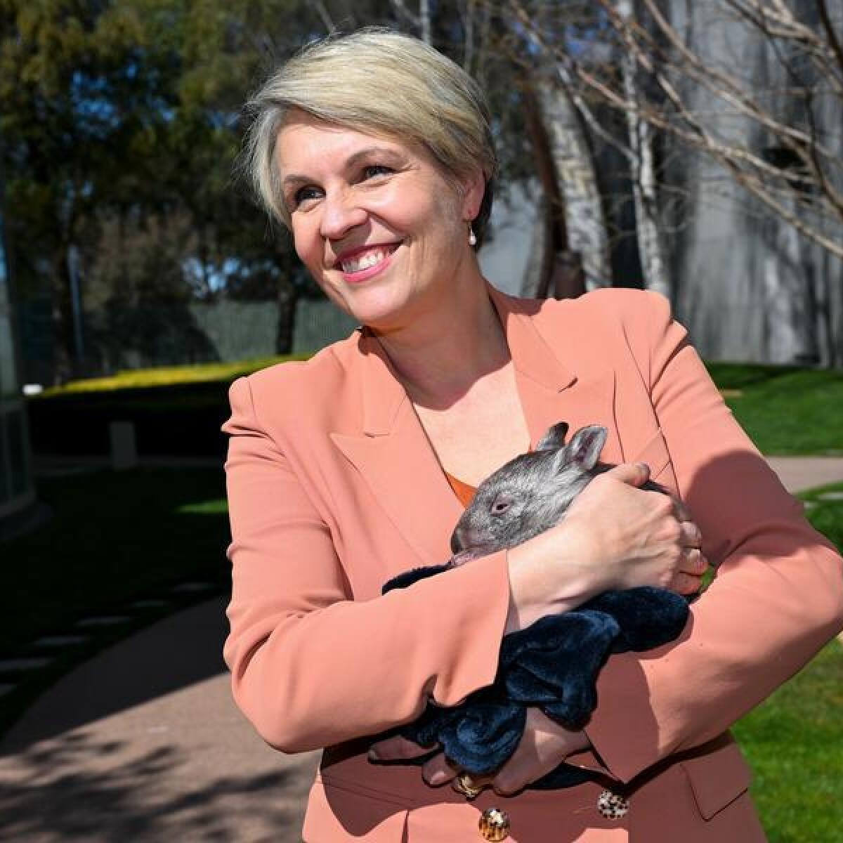Tanya Plibersek with a wombat