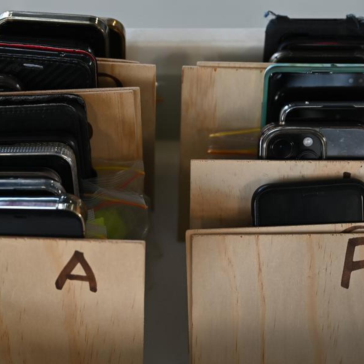 Phones belonging to students