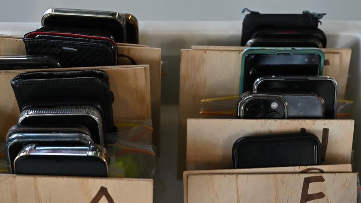 Phones belonging to students