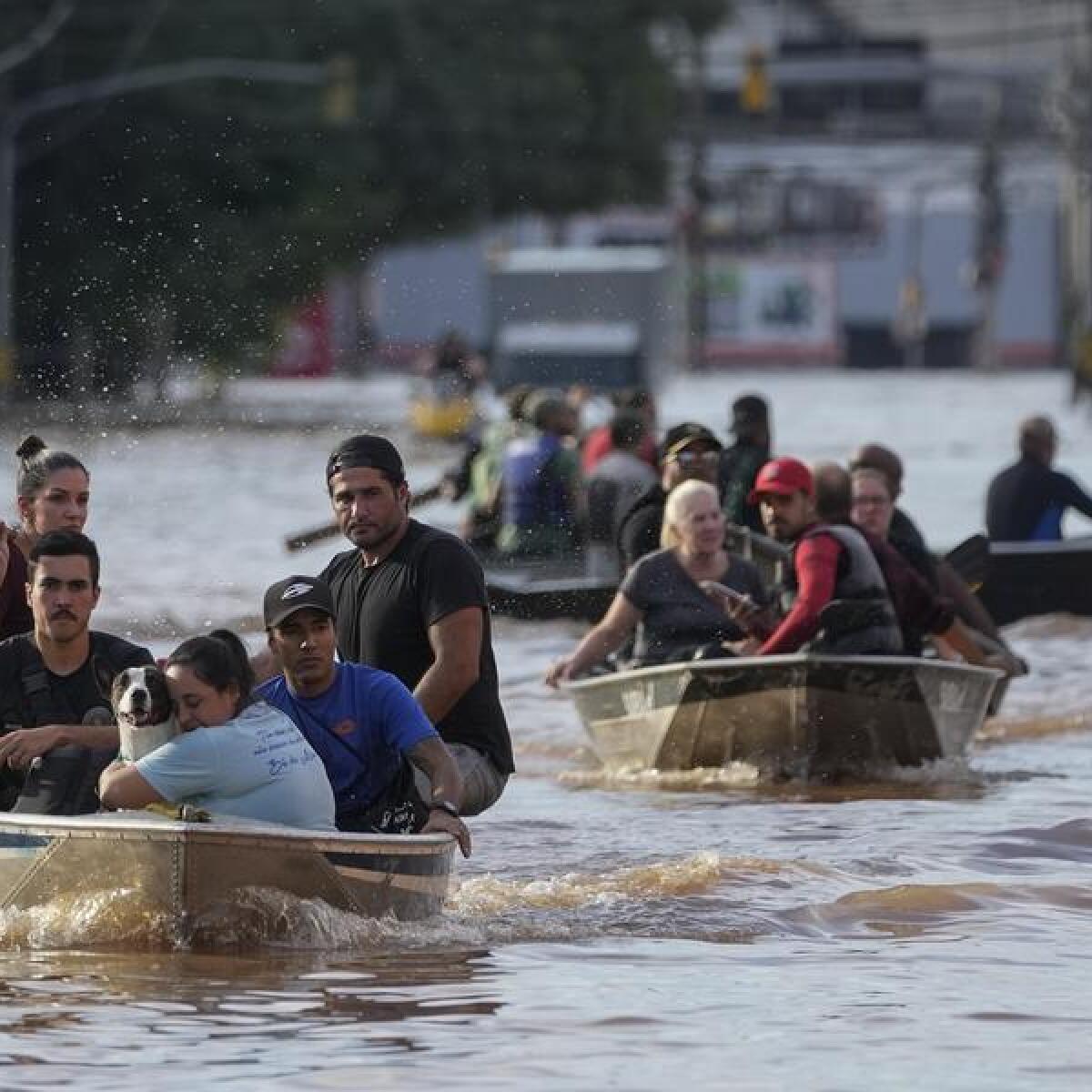 Residents evacuated from areas flooded by heavy rains in Porto Alegre
