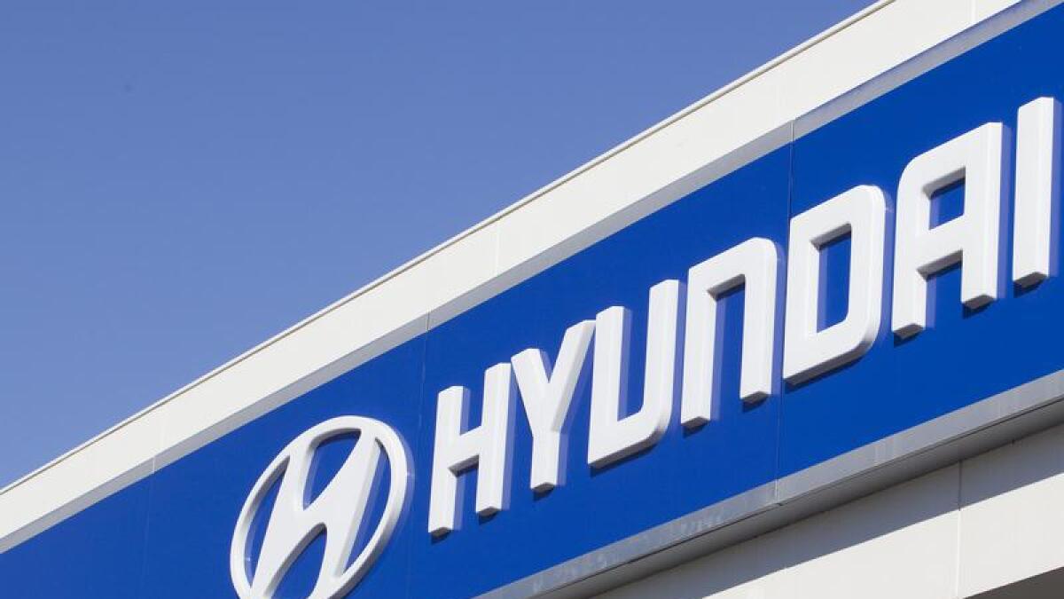 Hyundai sign at car yard