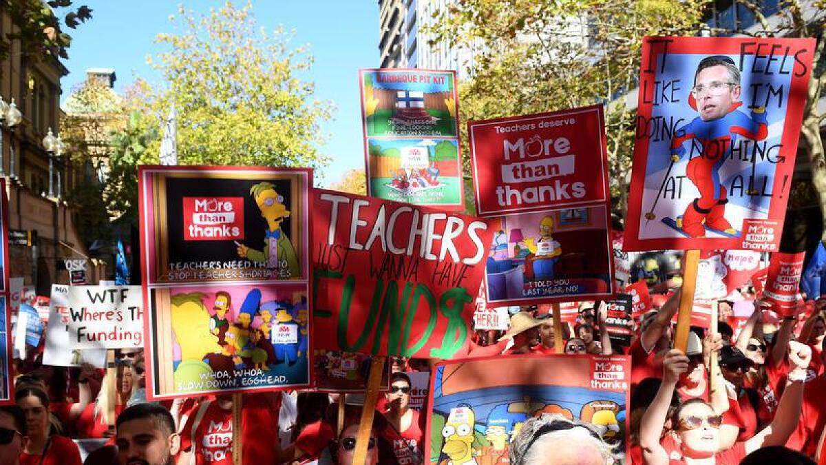 Teachers strike in Sydney in early May.